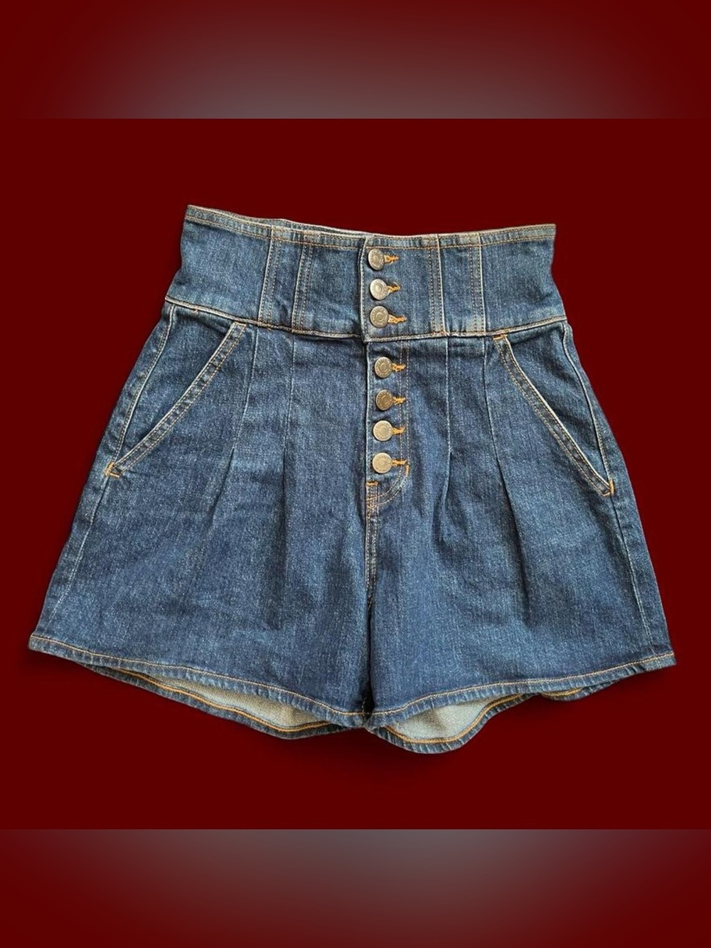Veronica Beard High-Waist Button Front Alicia Denim Shorts XS/S 25”